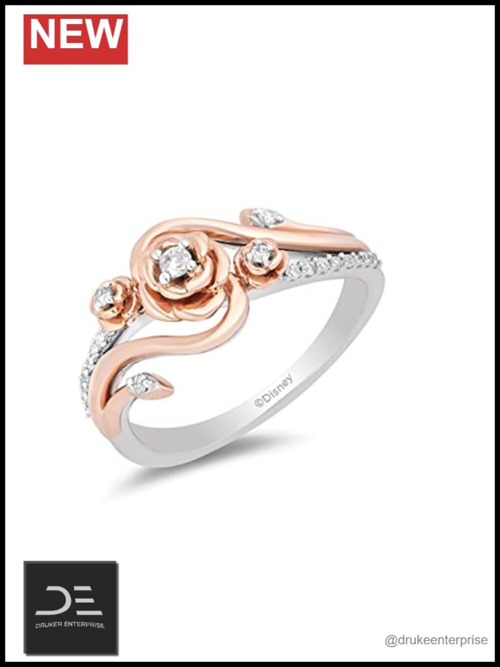 Disney Belle Sterling Silver Statement Ring with Diamonds Fine Jewelry